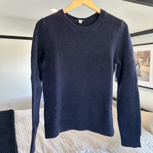 Navy and silver metallic cable knit sweater from the Gap